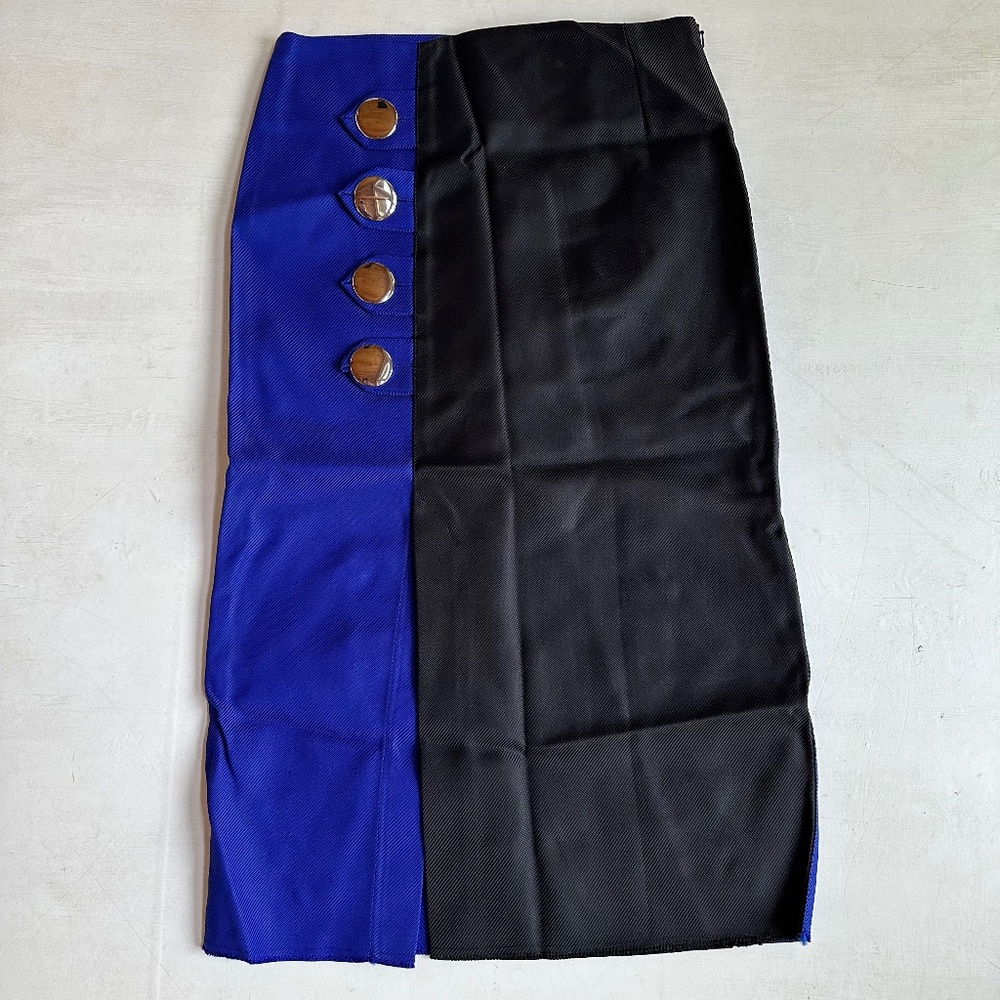 Marques Almeida Blue Black Colorblock Midi Skirt